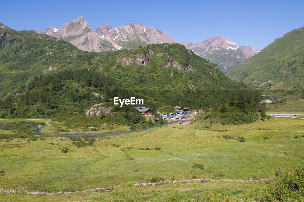 Panoramic view of riale walser alpine village in val formazza, piemonte