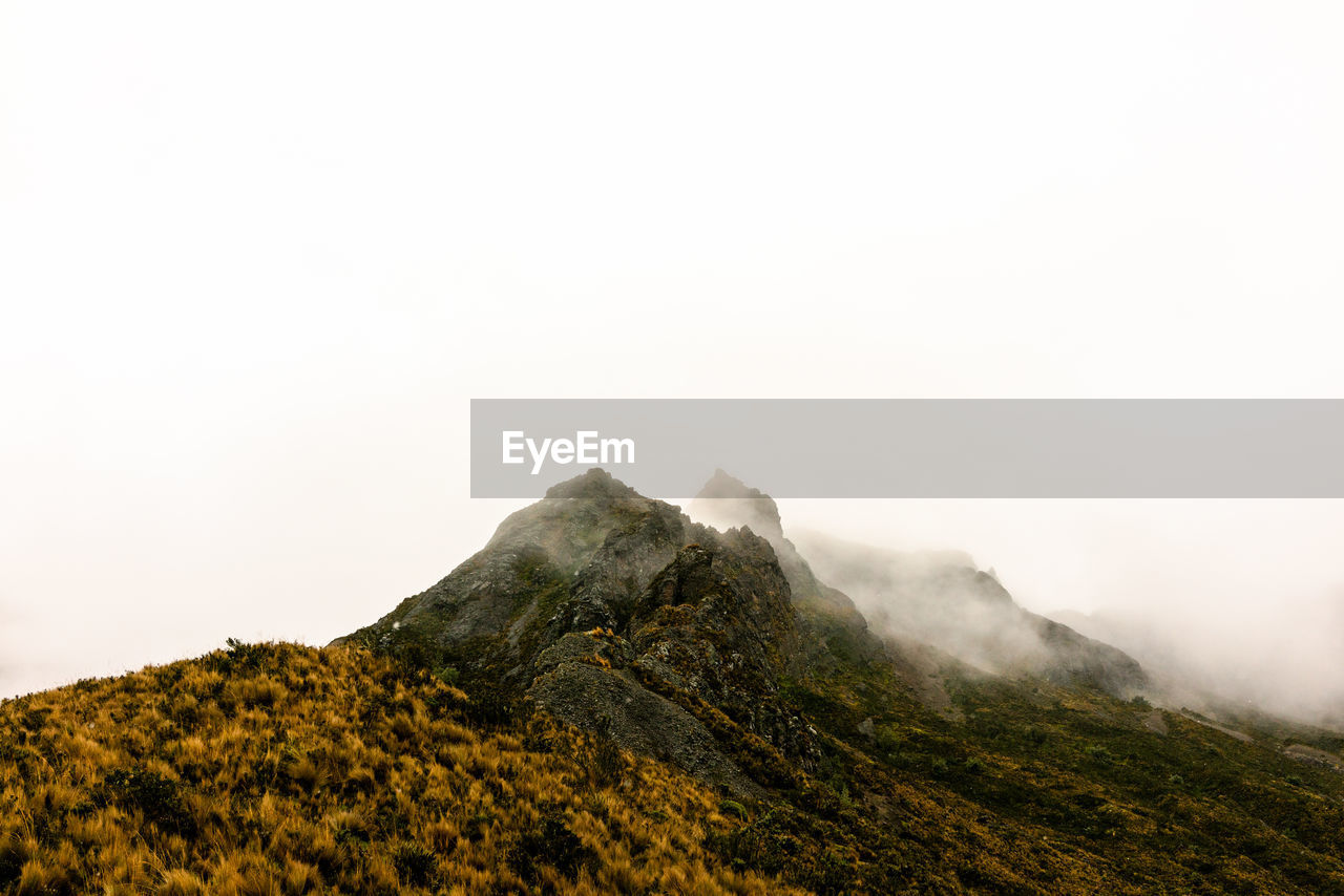 Scenic view of andean mountain against clear sky