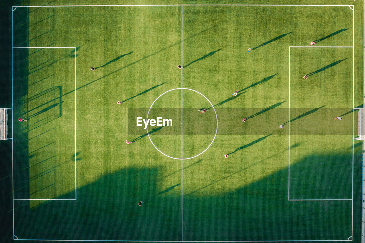 Five-a-side football match. aerial shot