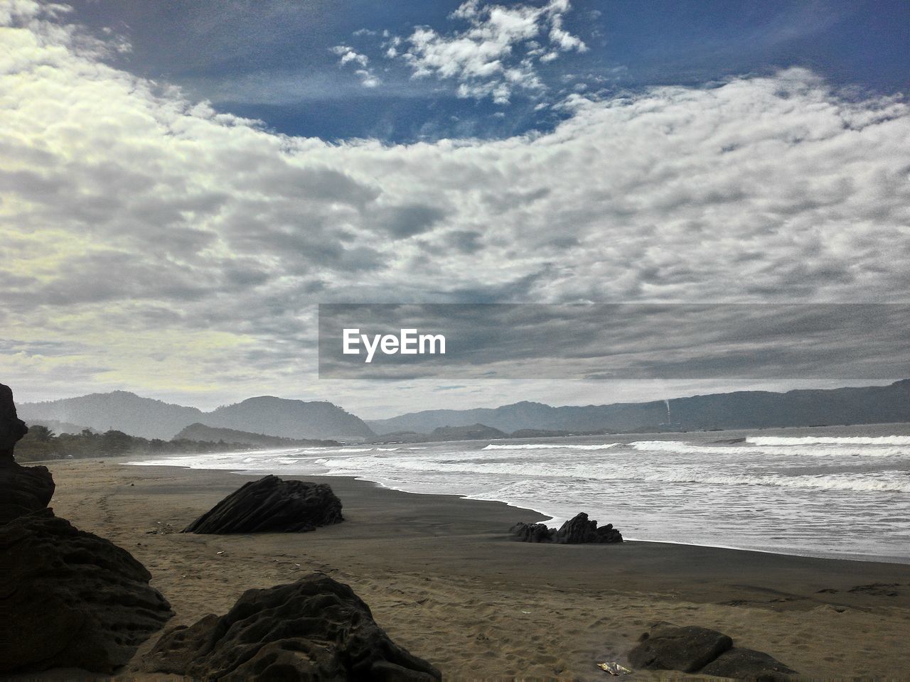 Scenic view of sea against cloudy sky