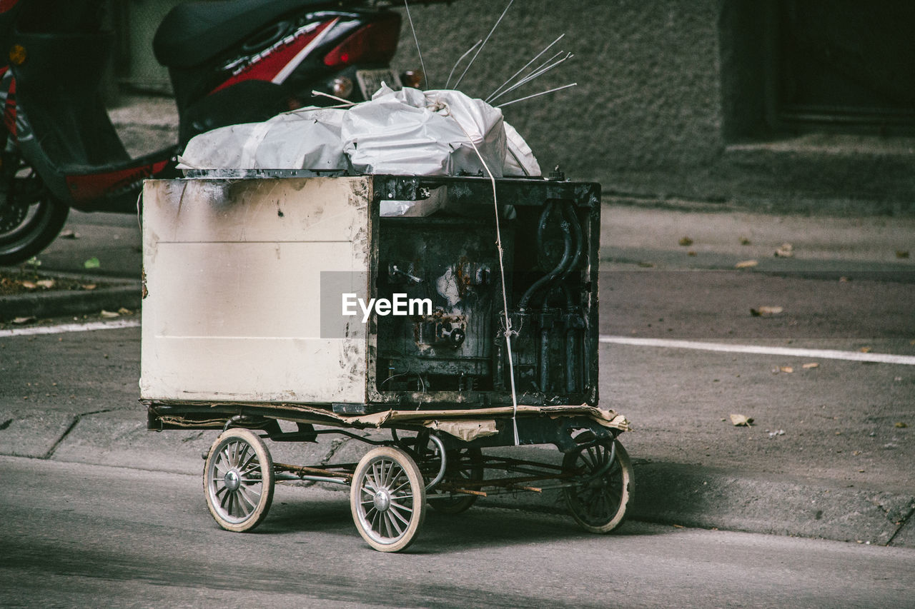 Close-up of cart outdoors