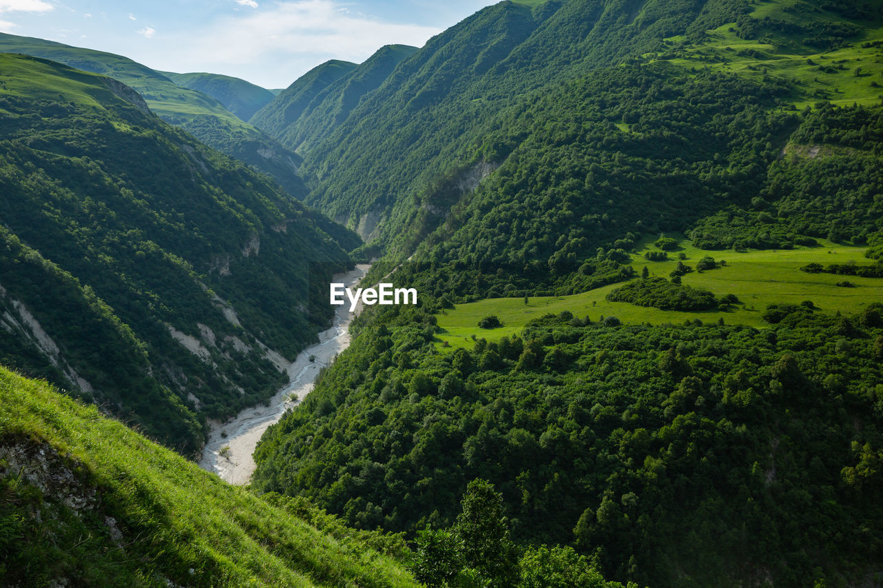 Mountains of chechnya in the caucasus. beautiful gorge