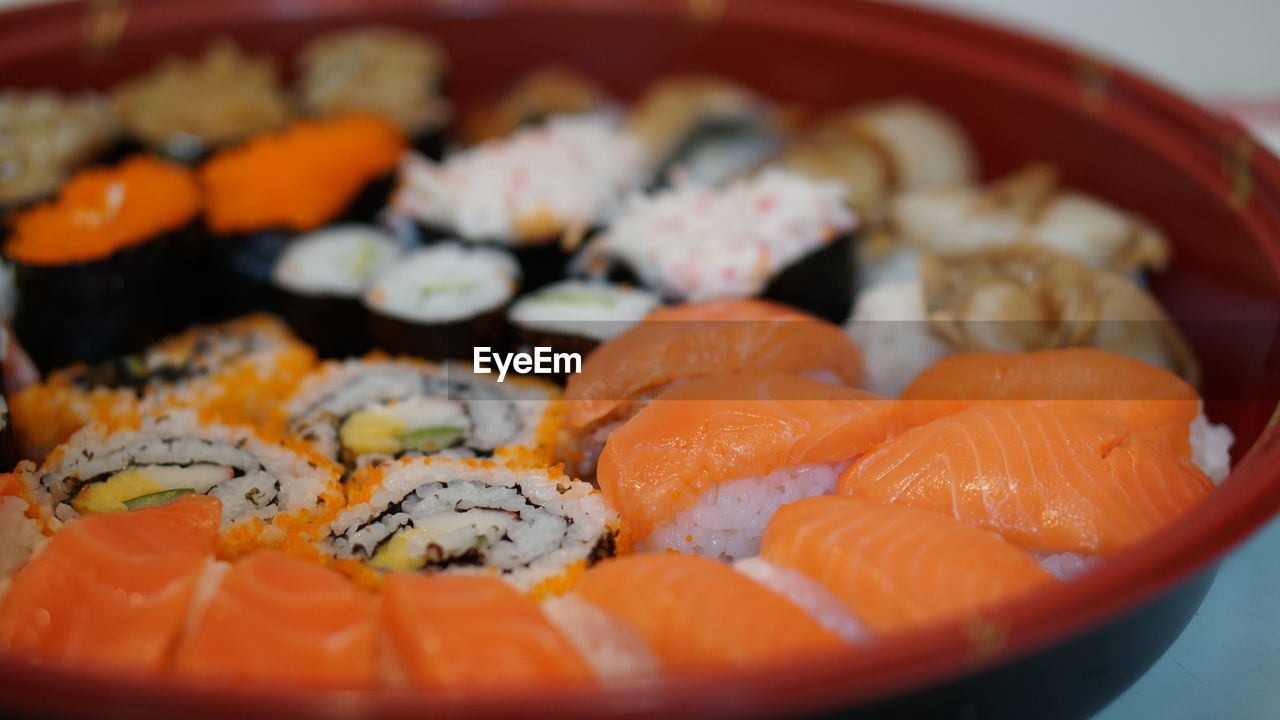 Close-up of sushi in plate