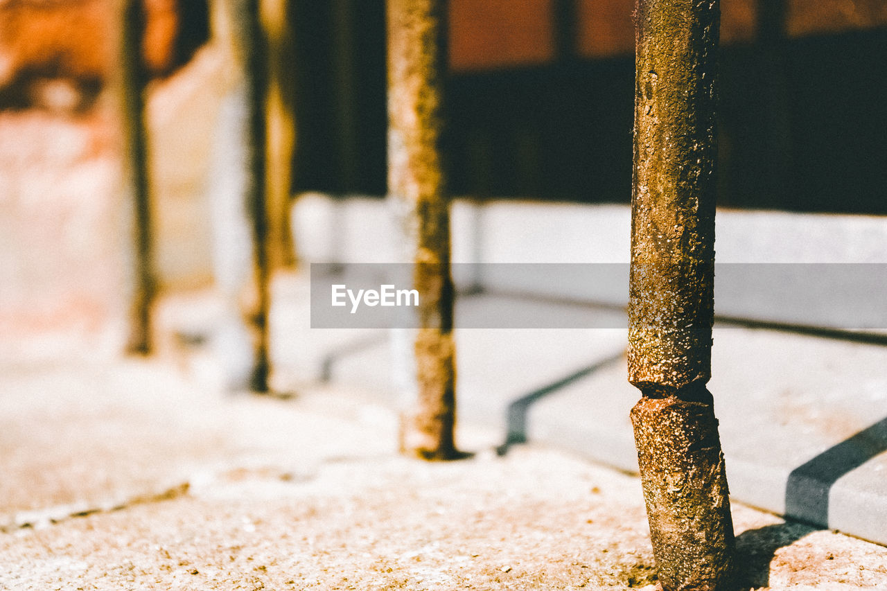 Close-up of rustic metal outdoors