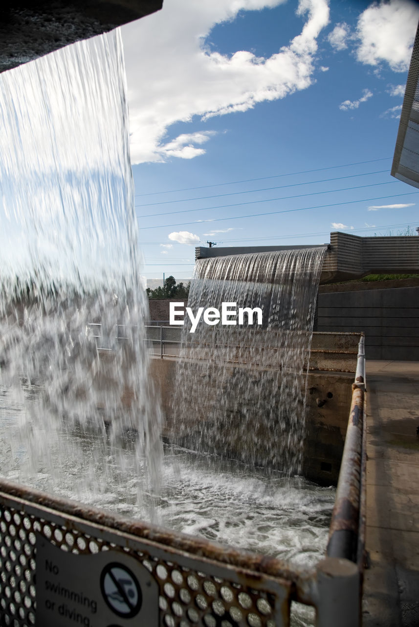 CLOSE-UP OF WATER FLOWING AGAINST SKY