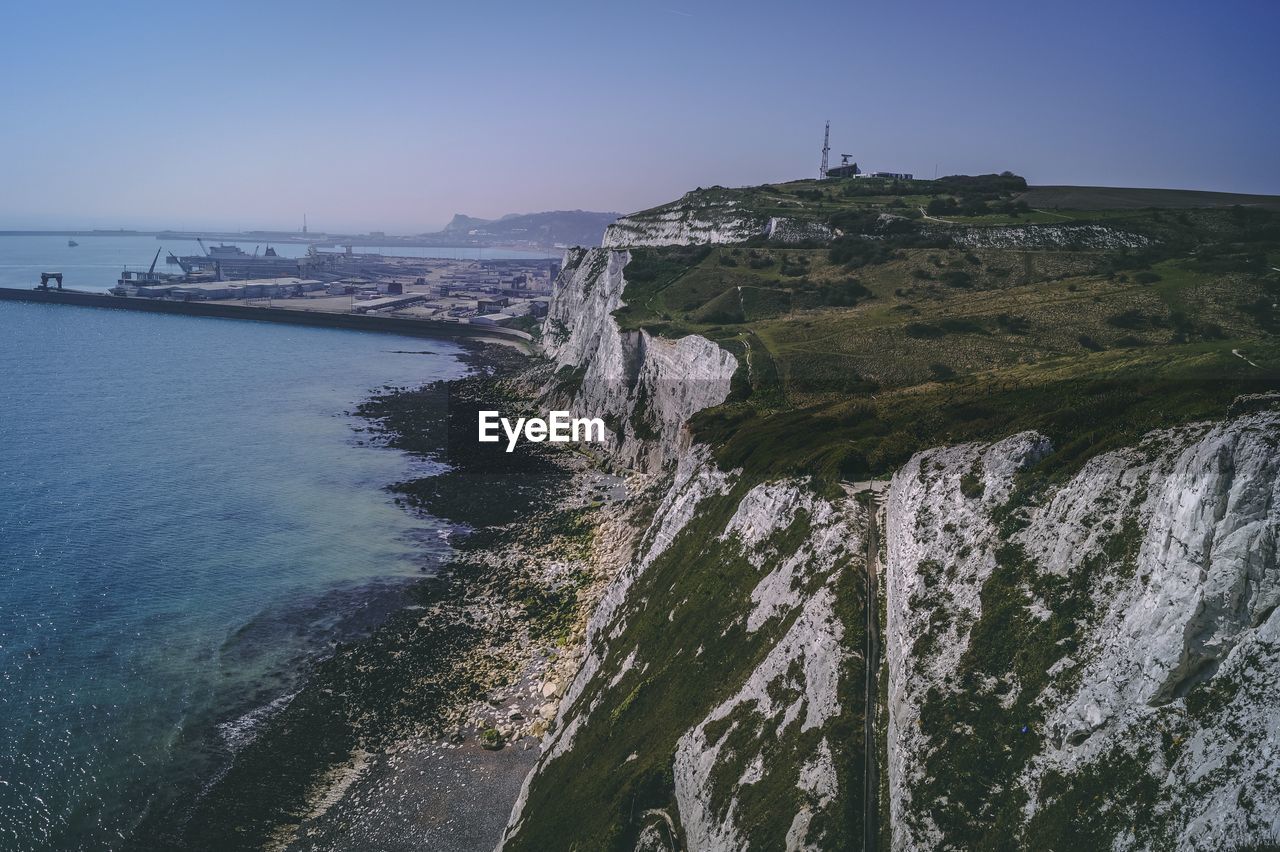 Scenic view of sea against clear sky