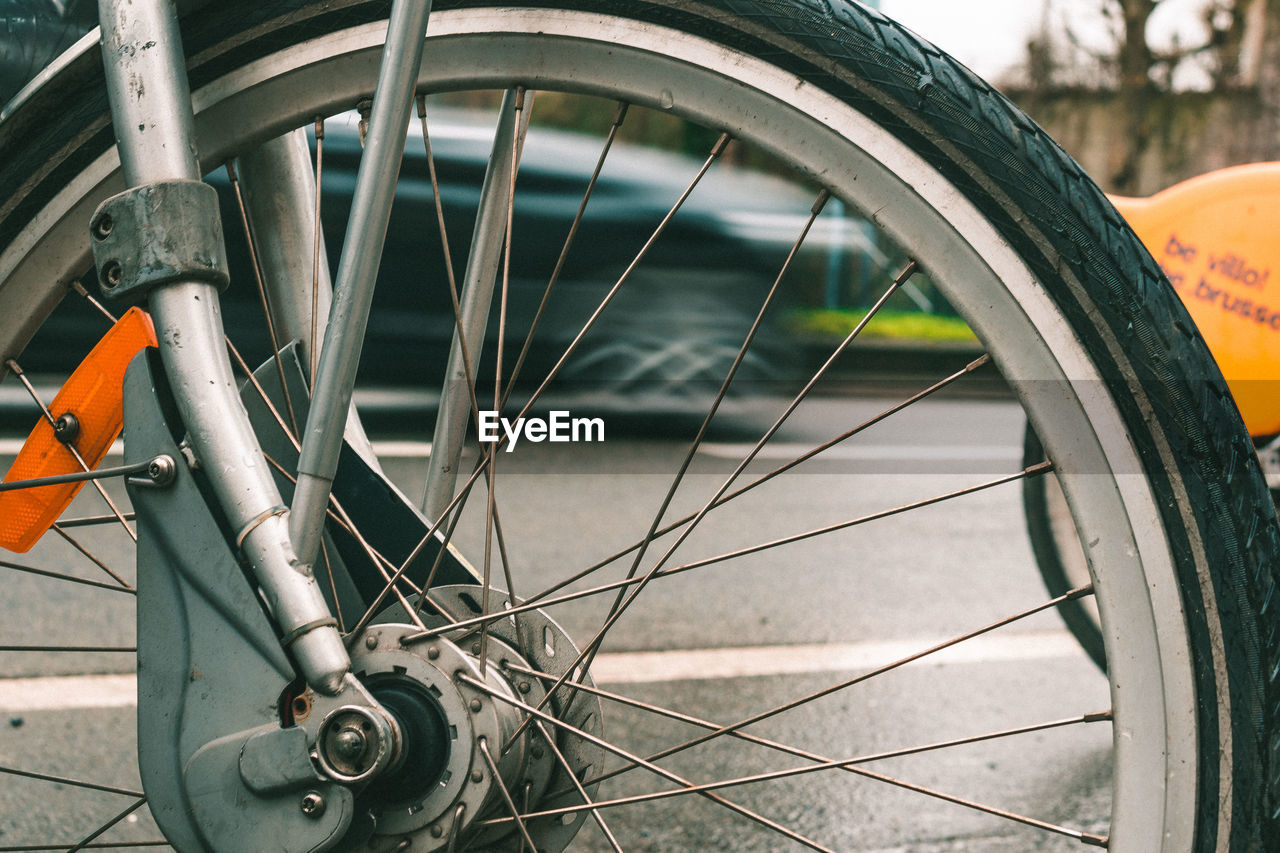 Close-up of bicycle wheel