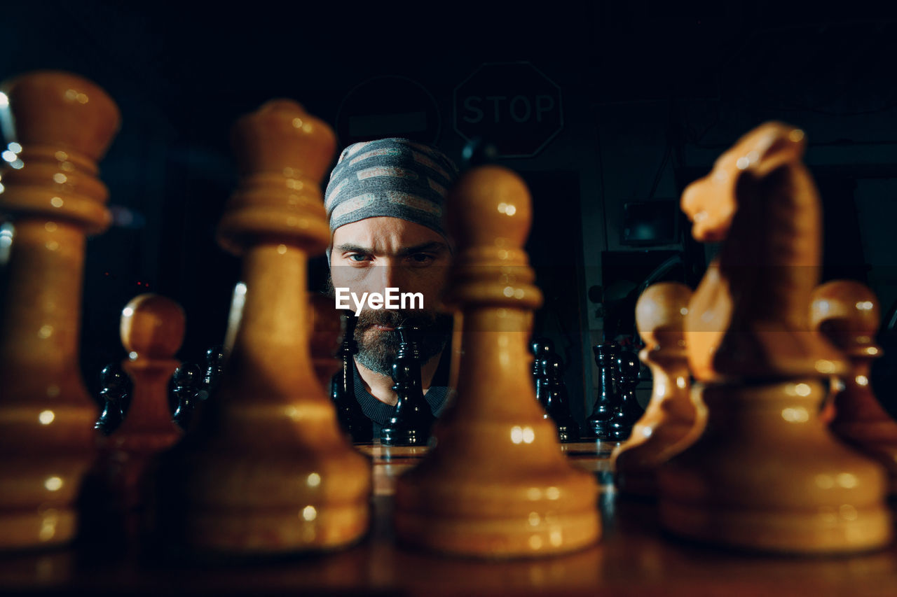 Close-up of chess pieces