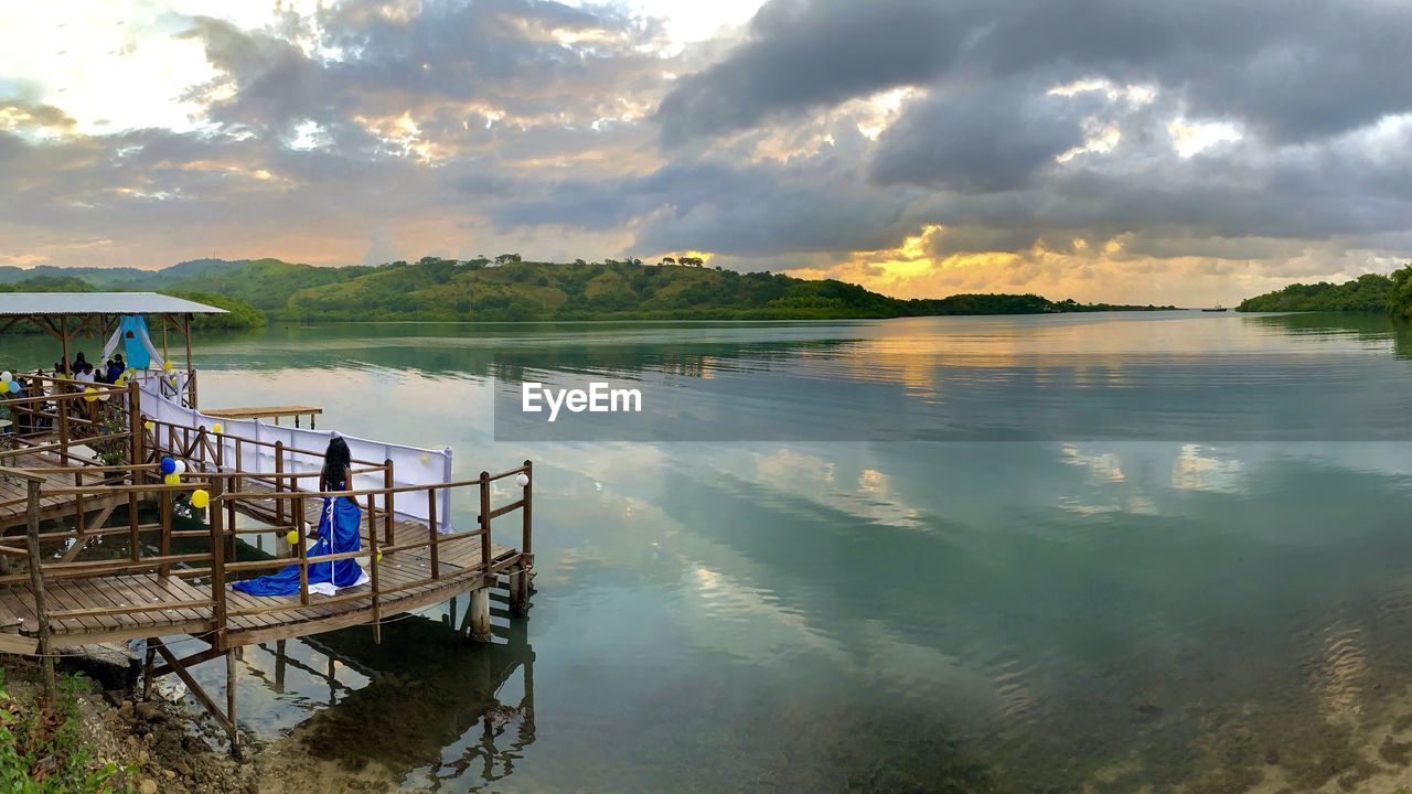 Scenic view of lake against sky