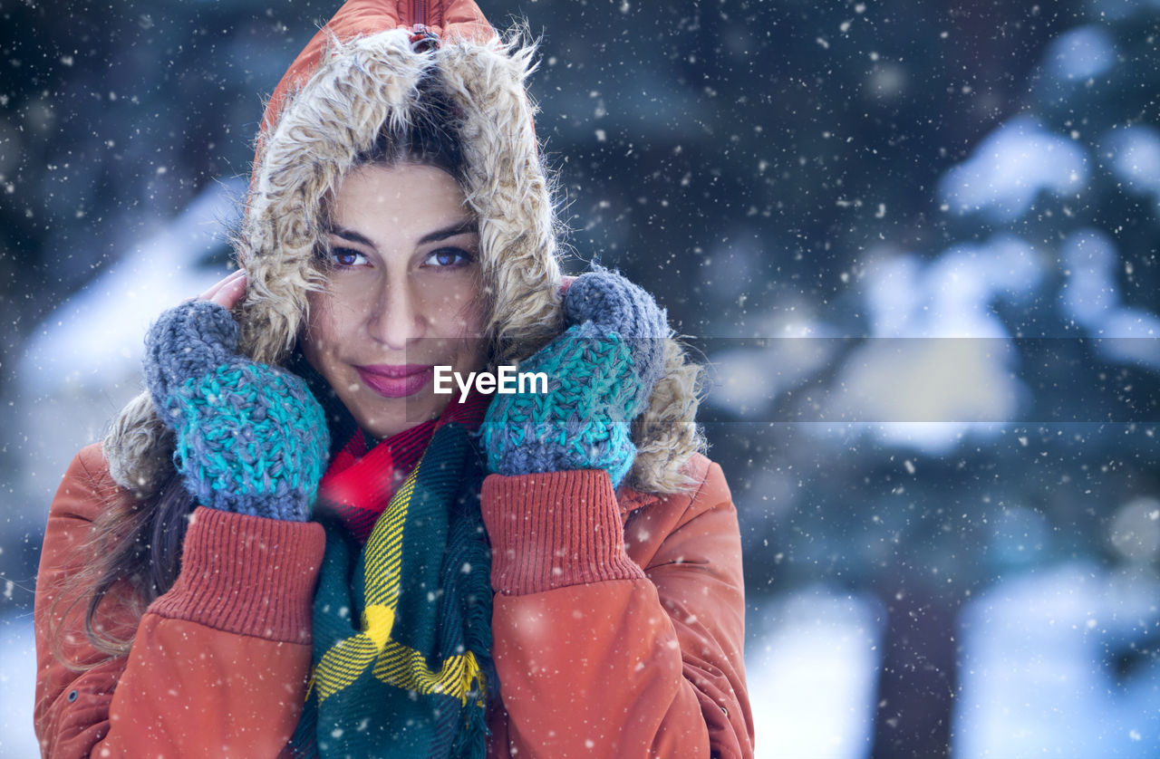 Portrait of young woman in winter