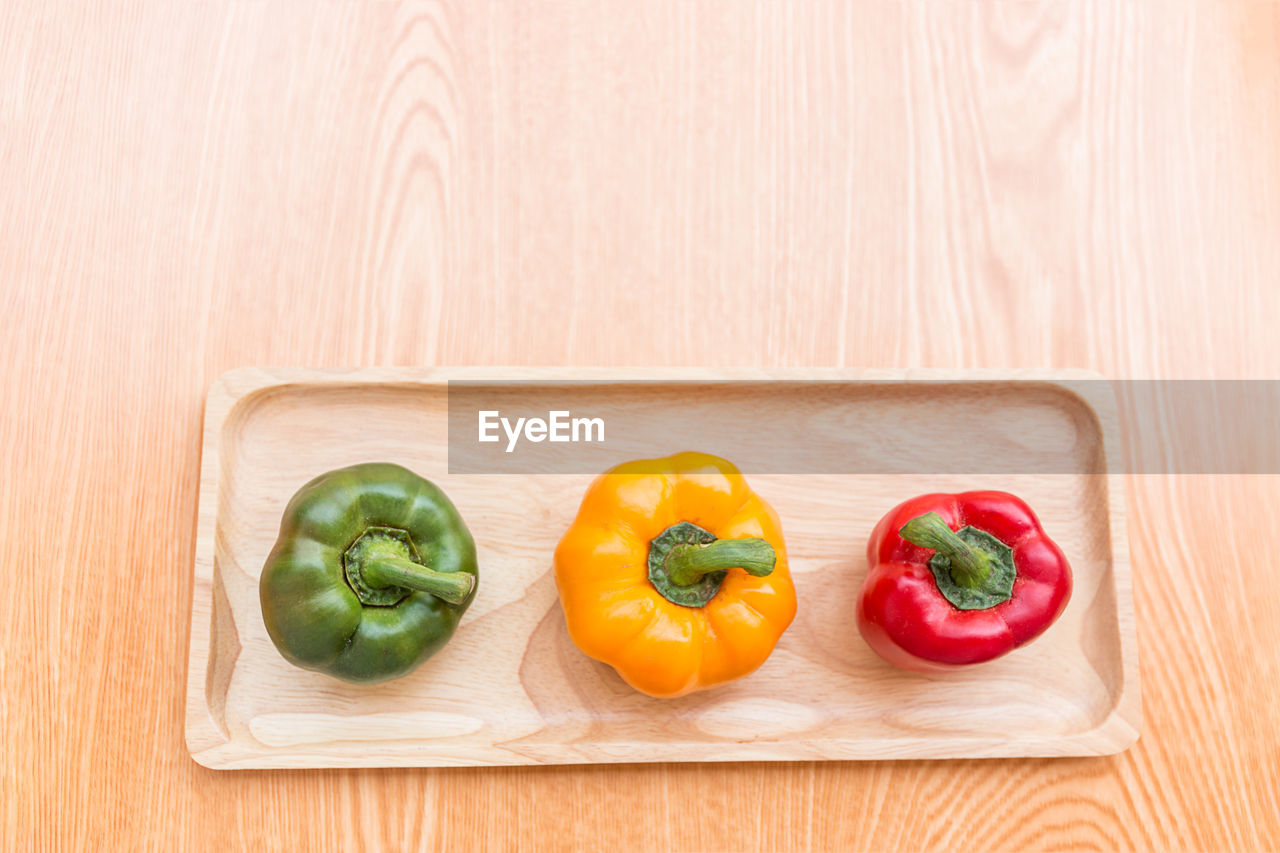 High angle view of vegetables on table