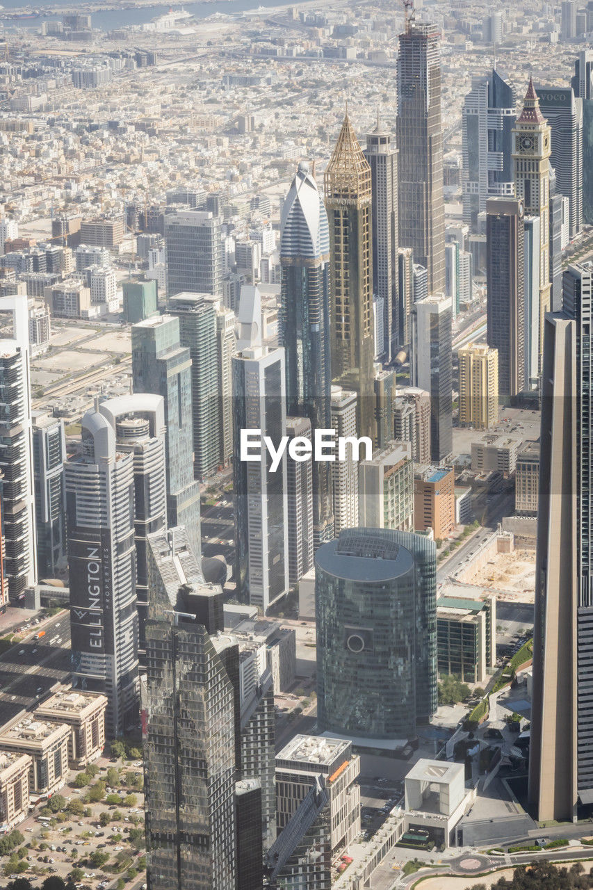 Aerial view of dubai from the 148th floor of the burj khalifa tower - united arab emirates - travel