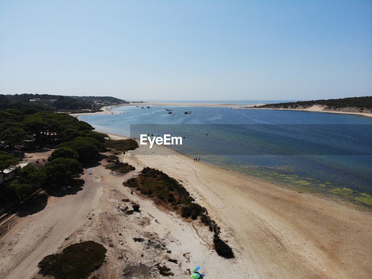 SCENIC VIEW OF BEACH AGAINST CLEAR BLUE SKY