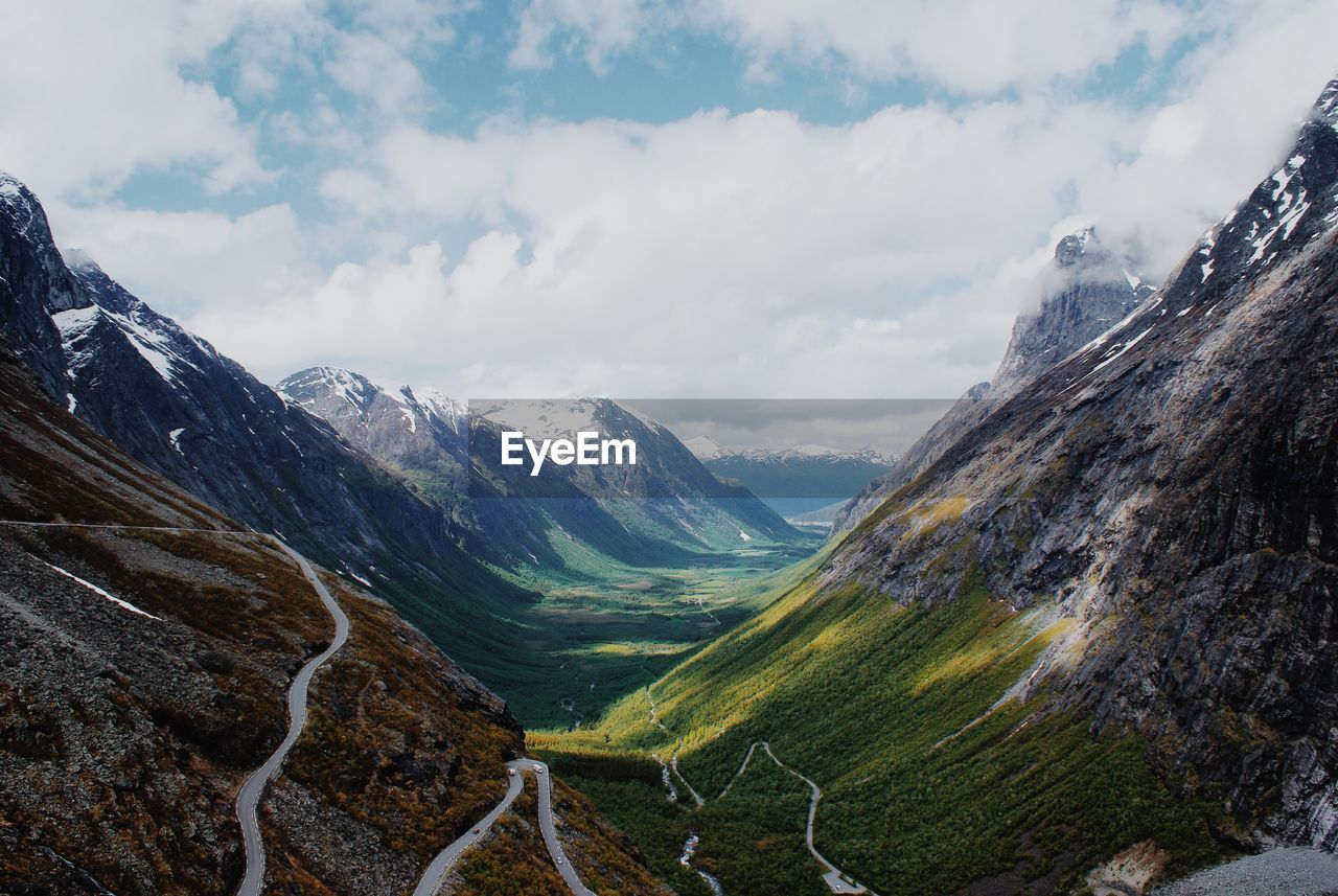 Idyllic shot of trollstigen in andalsnes against sky