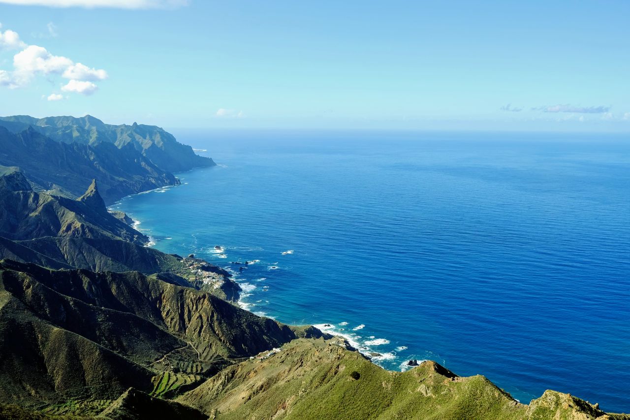 High angle view of sea against sky