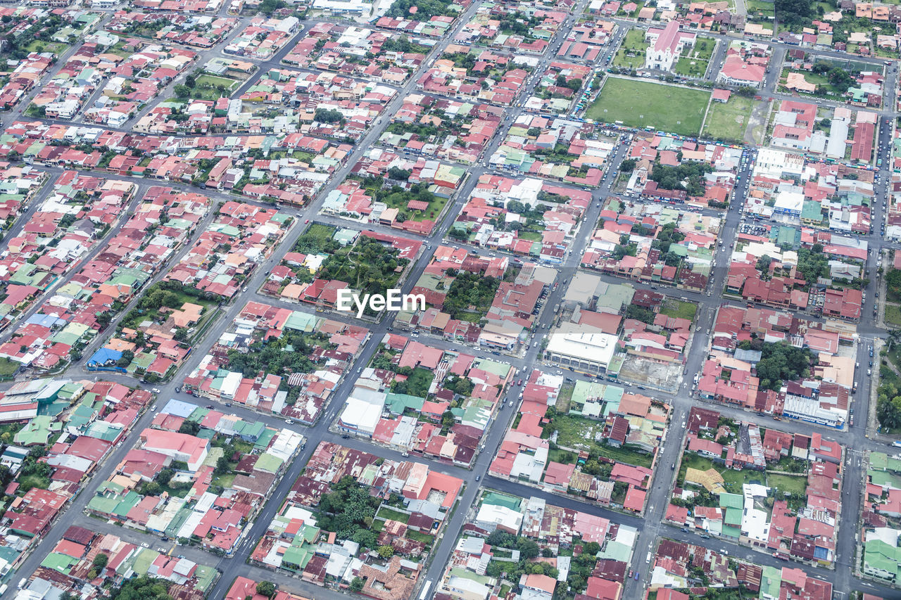 Aerial view of houses in city