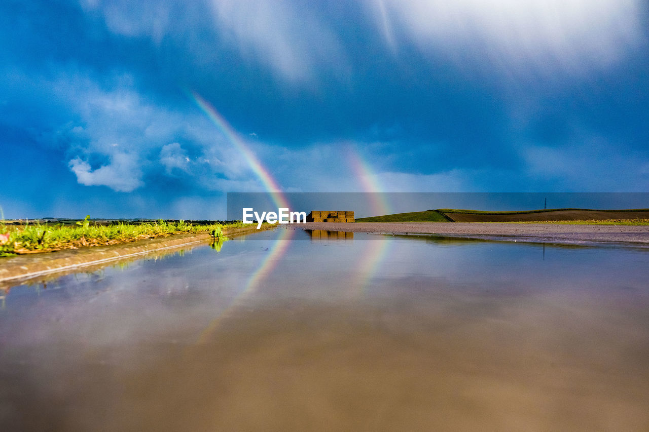 SCENIC VIEW OF RAINBOW OVER LAND