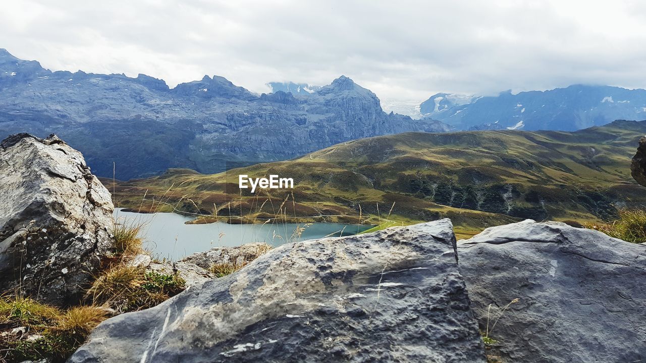 Scenic view of mountains against sky