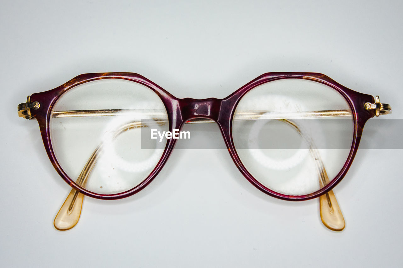 High angle view of eyeglasses on table