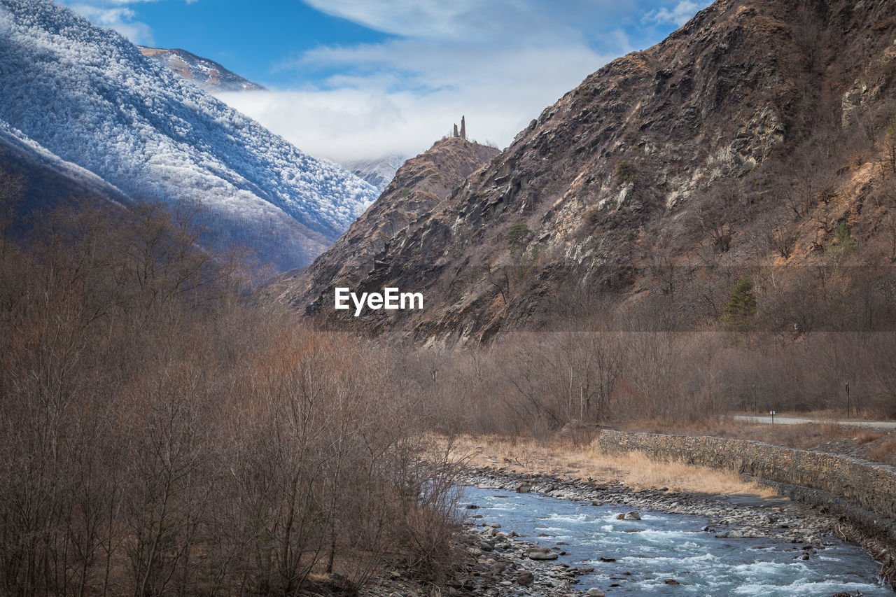 Scenic view of mountains against sky