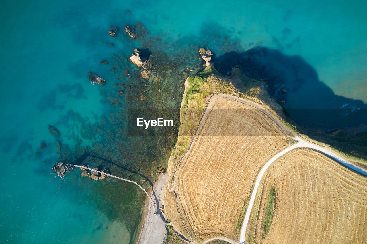 Extended aerial view of the coast of punta aderci abruzzo