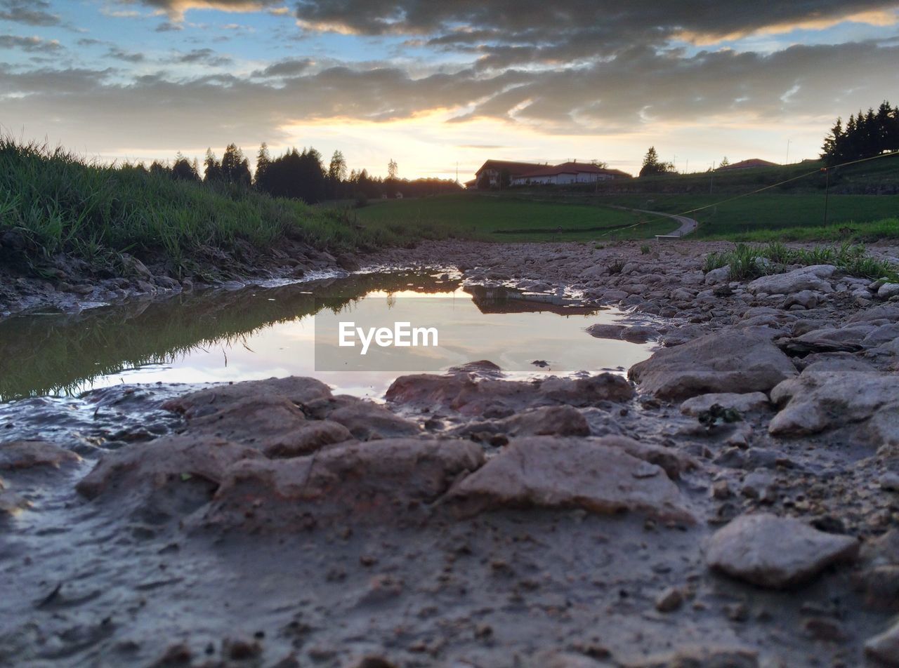 SCENIC VIEW OF RIVER AGAINST CLOUDY SKY