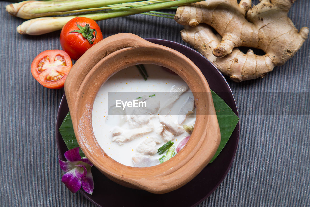 HIGH ANGLE VIEW OF BREAD IN BOWL ON TABLE