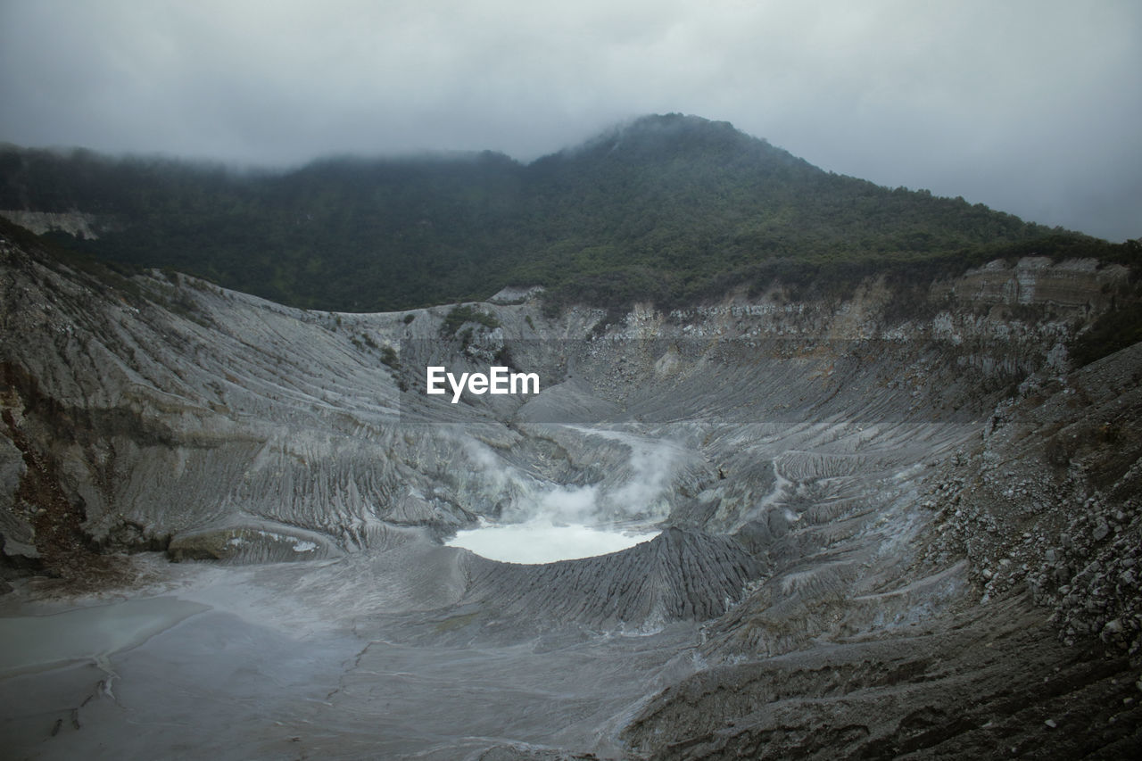Tangkuban perahu mountain crater surface. tangkuban perahu mountain
