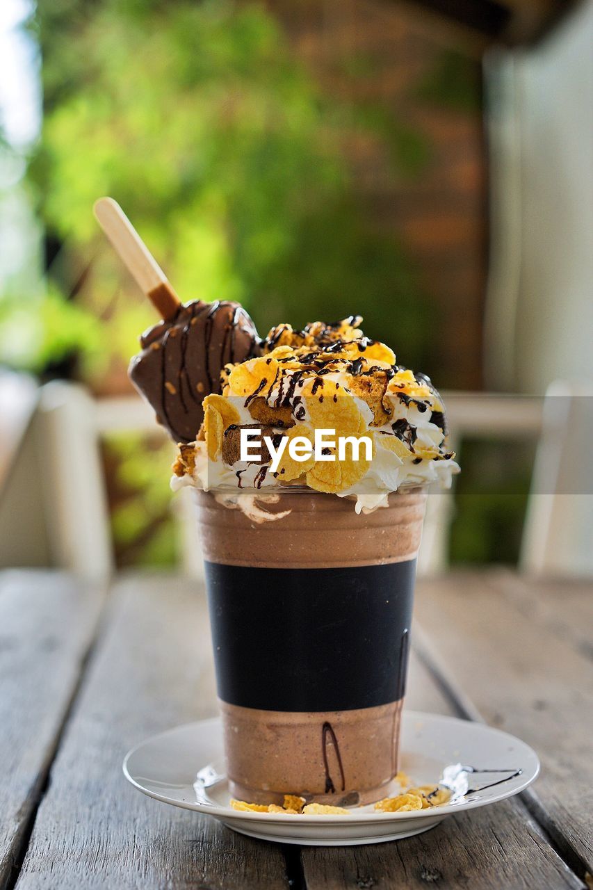 Close-up of chocolate frappe