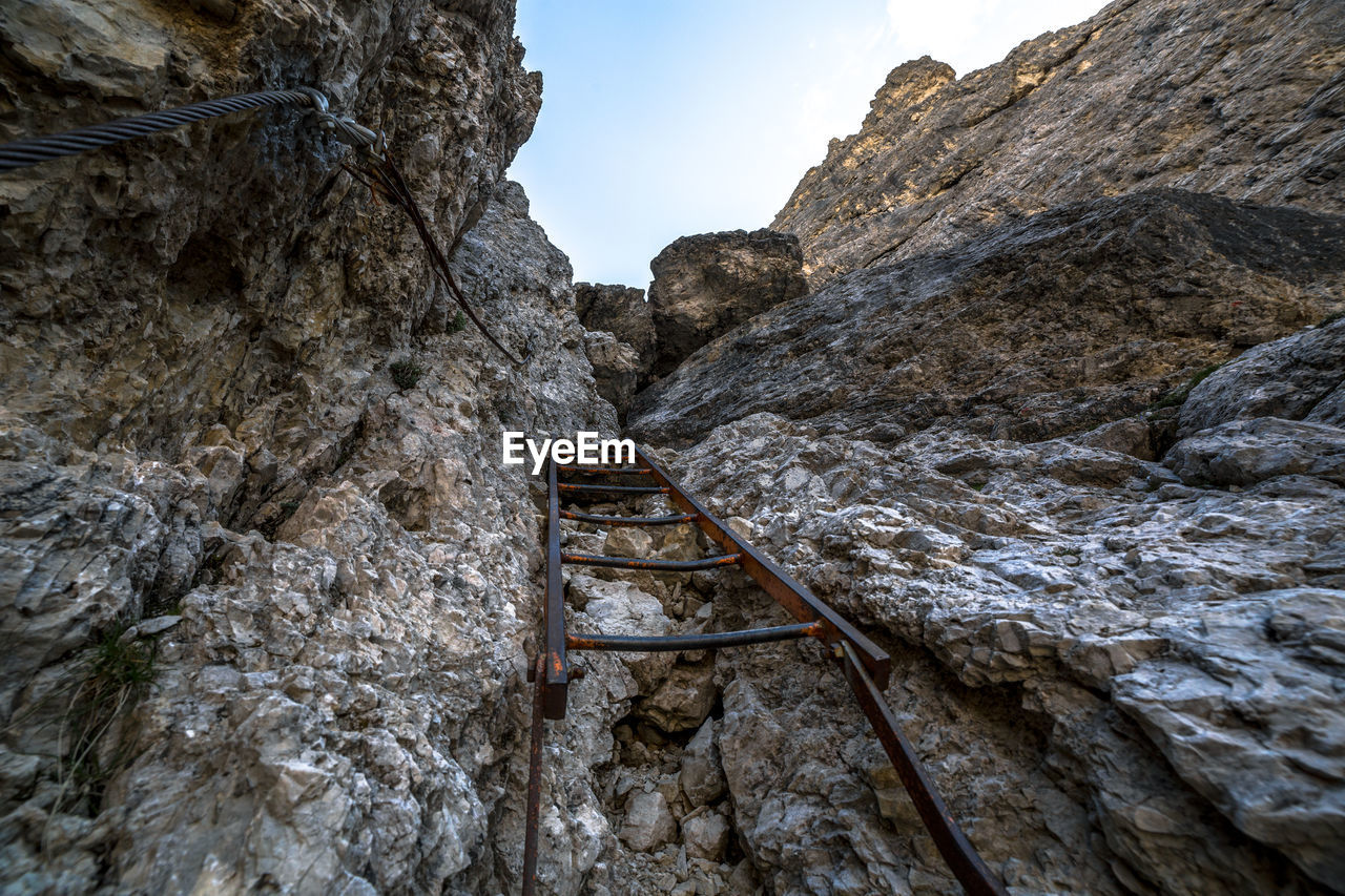 Via ferrata in italian dolomite alps, cortina, veneto, italy