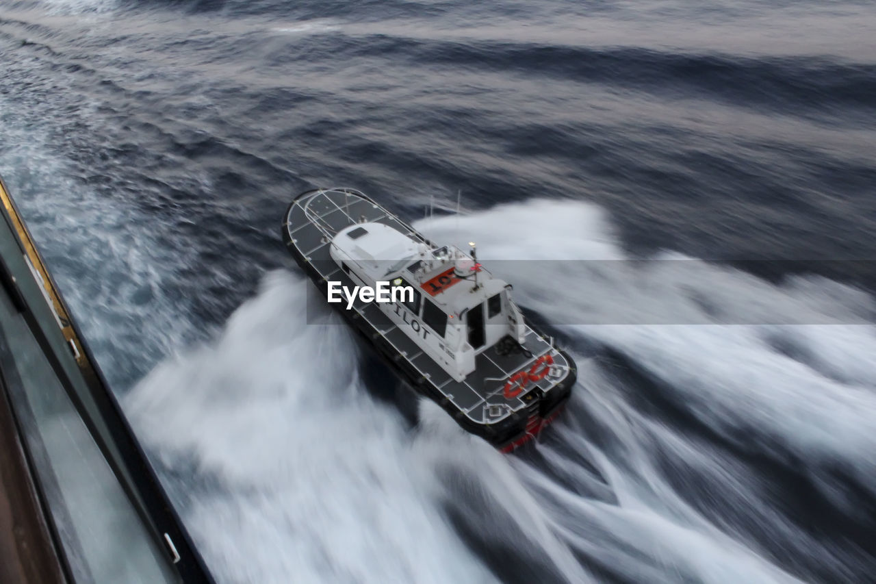 High angle view of boat