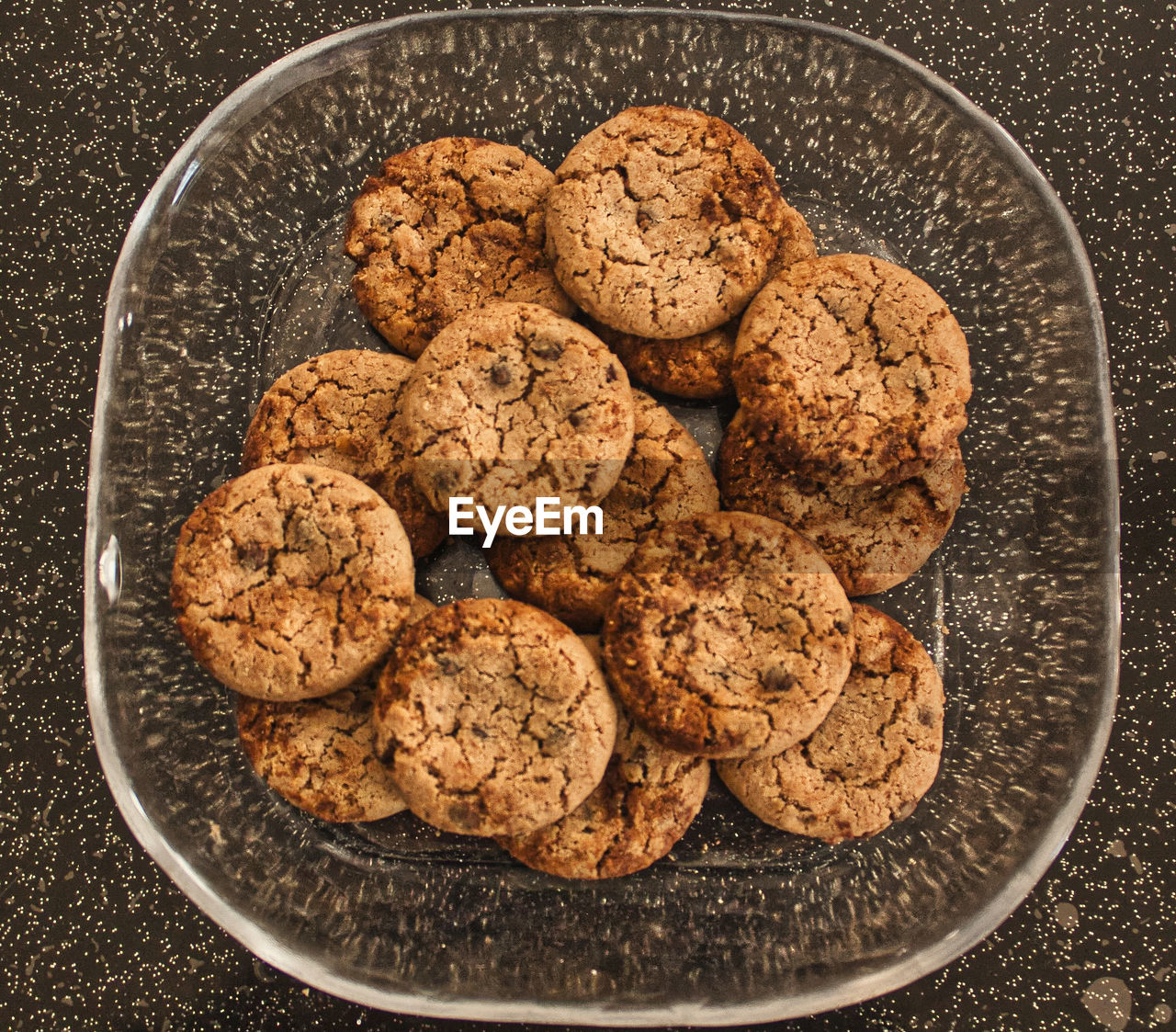 High angle view of cookies