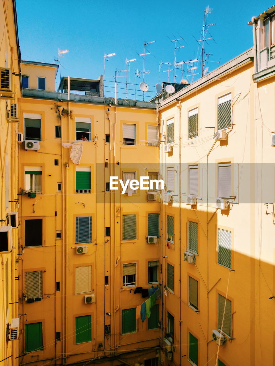 Low angle view of residential buildings against sky