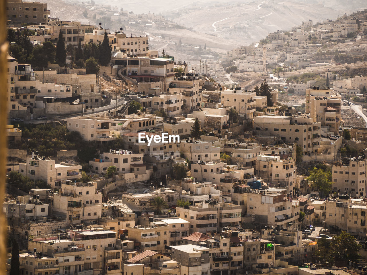 High angle view of buildings in city