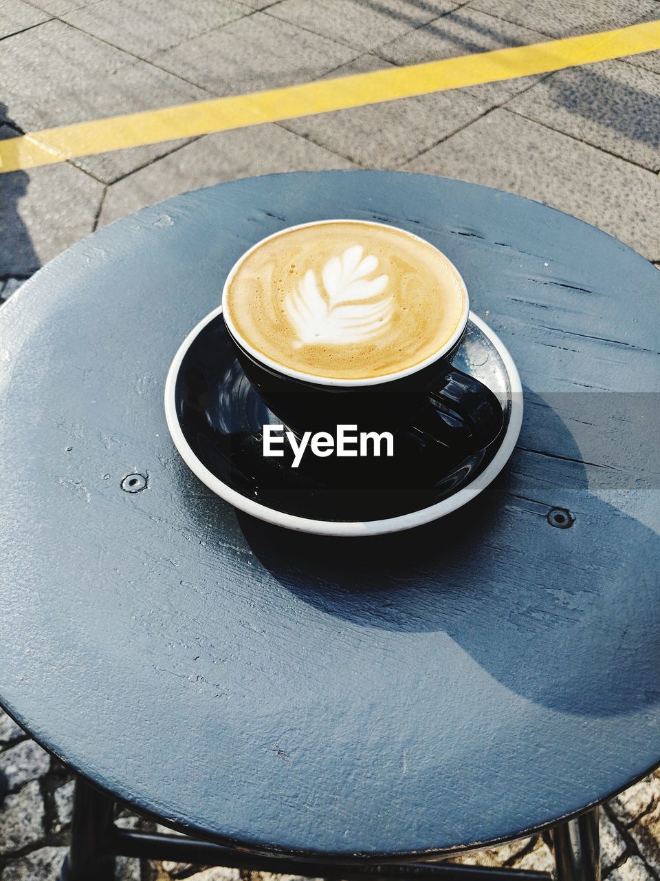 High angle view of coffee on table