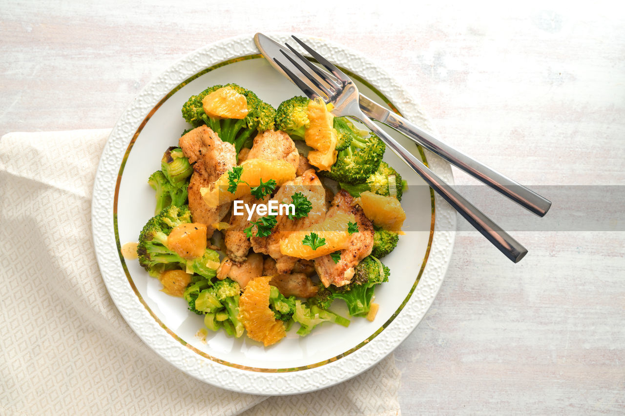 close-up of food in plate on table