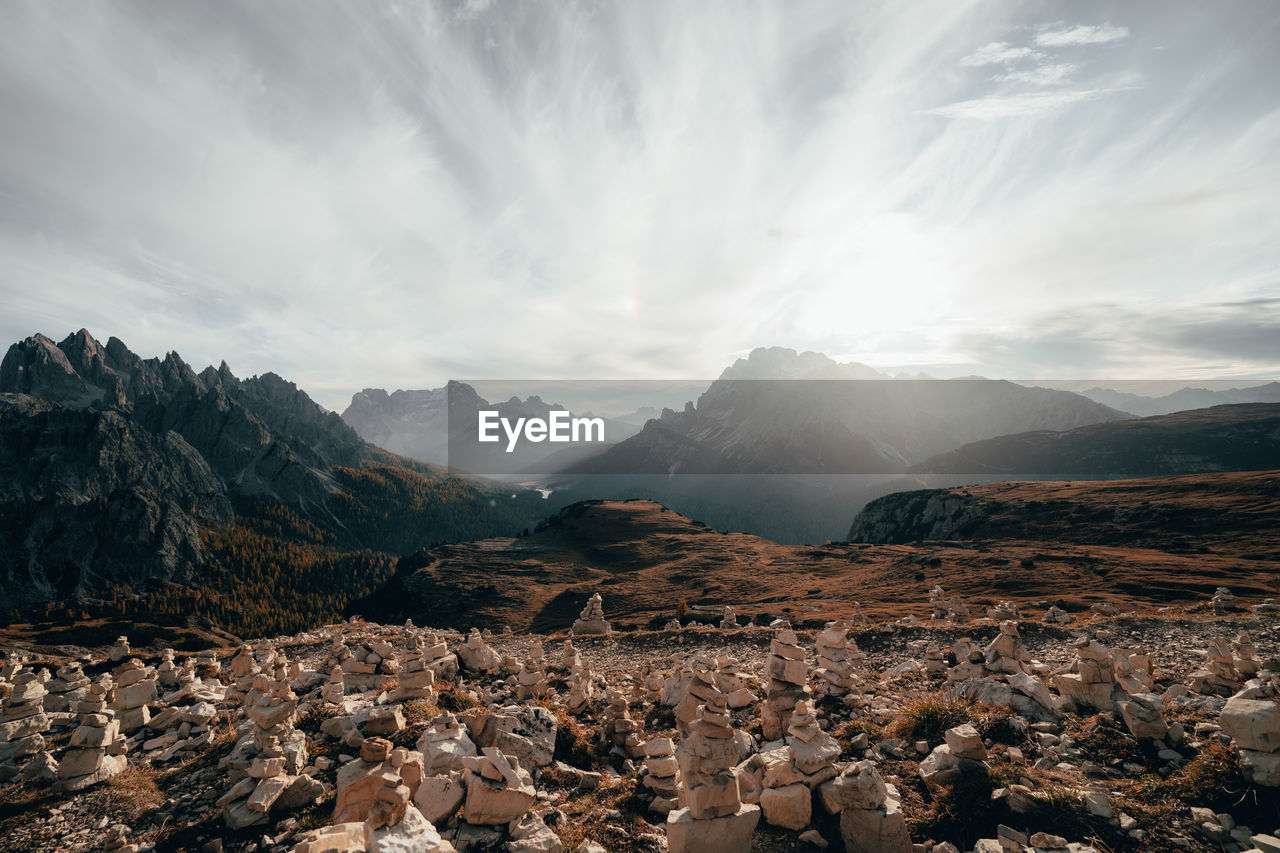 Panoramic view of rocky mountains against sky