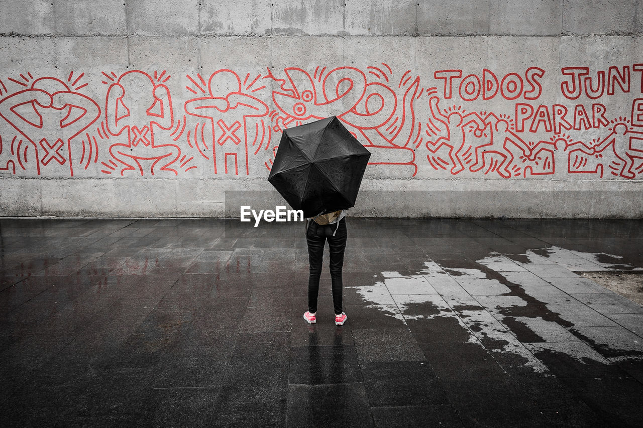 FULL LENGTH OF A MAN WITH UMBRELLA