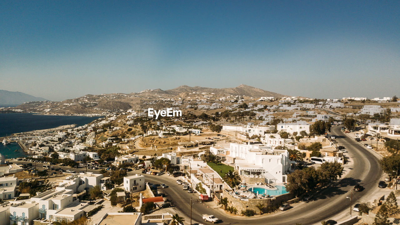 High angle view of townscape against sky