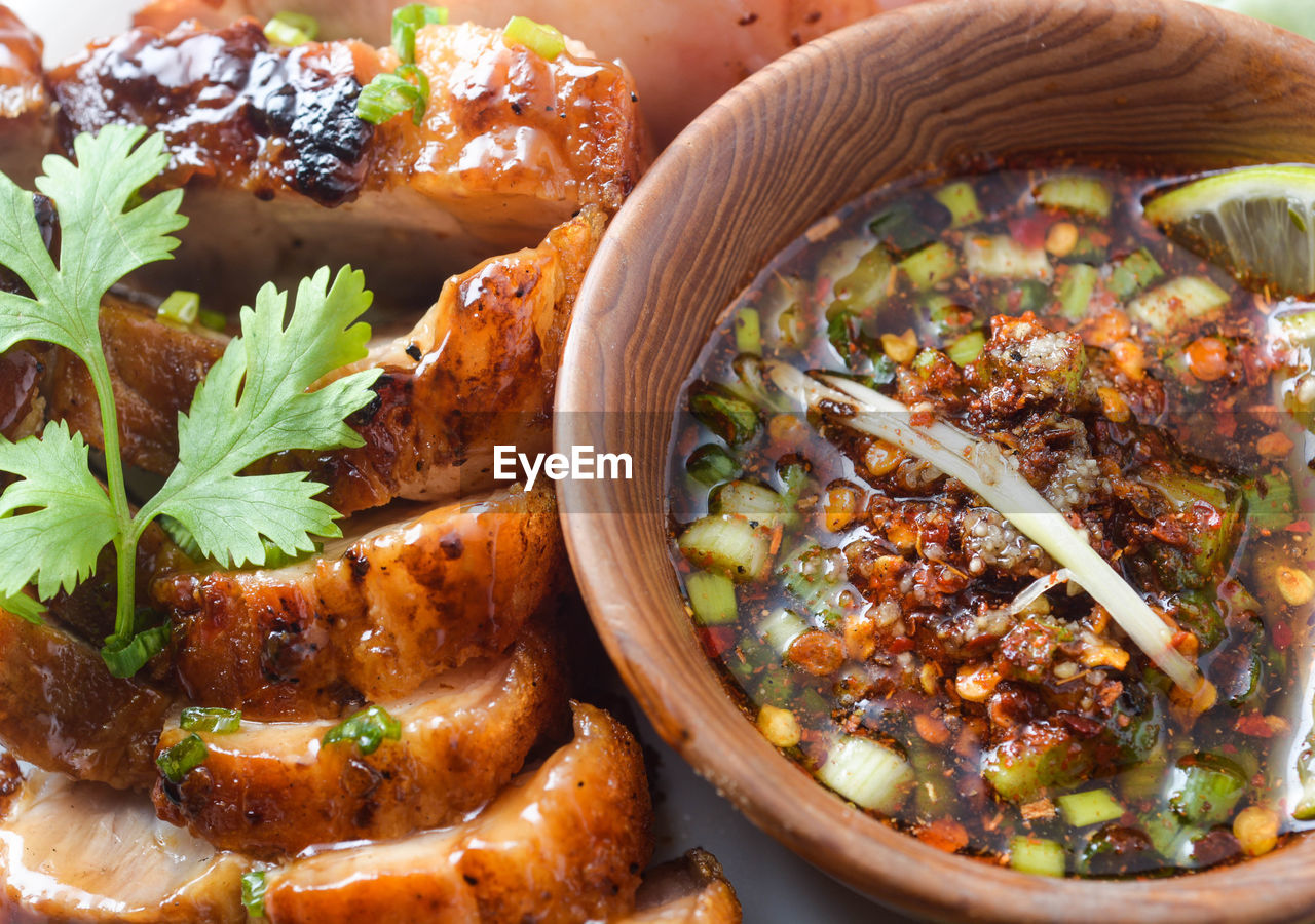 Close-up of meal at table