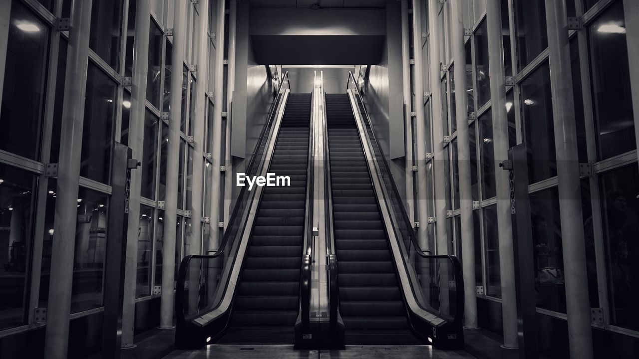 View of escalator in train station 