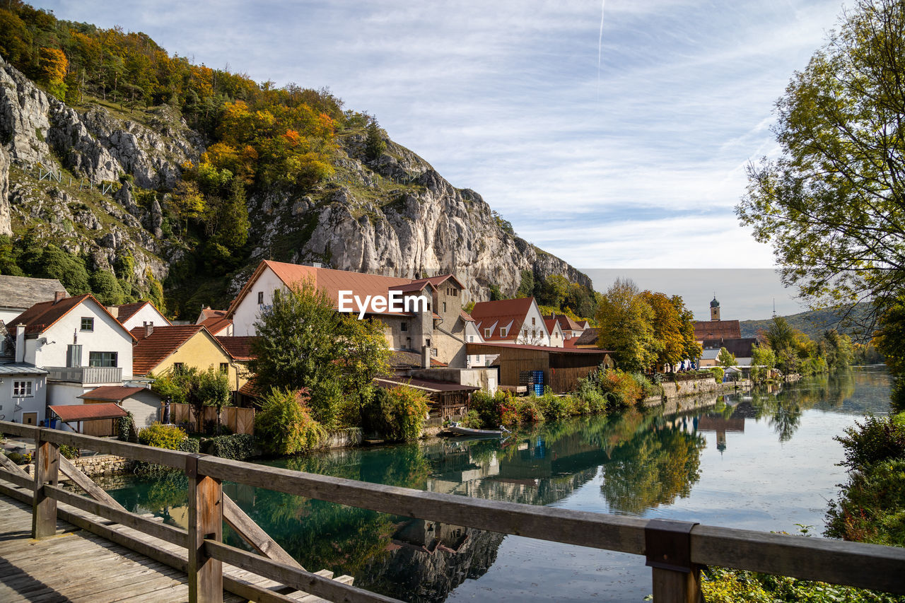 Idyllic view at the village markt essing in bavaria, germany with the altmuehl river