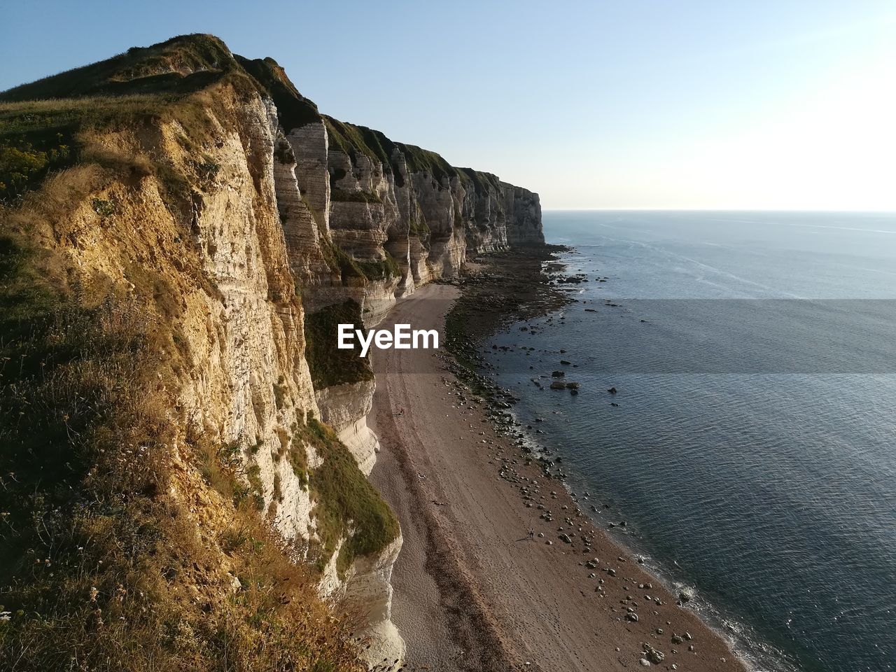 Scenic view of sea against clear sky