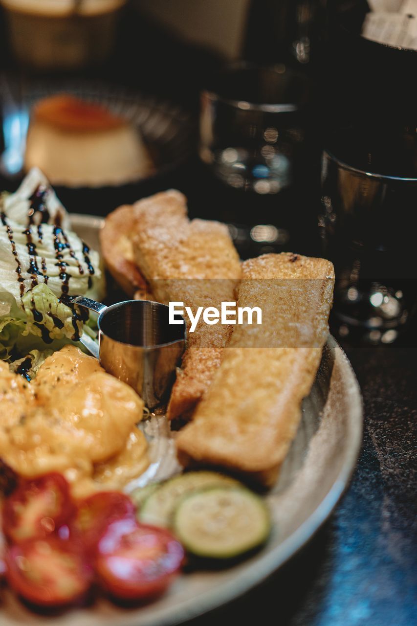 Close-up of food in plate on table