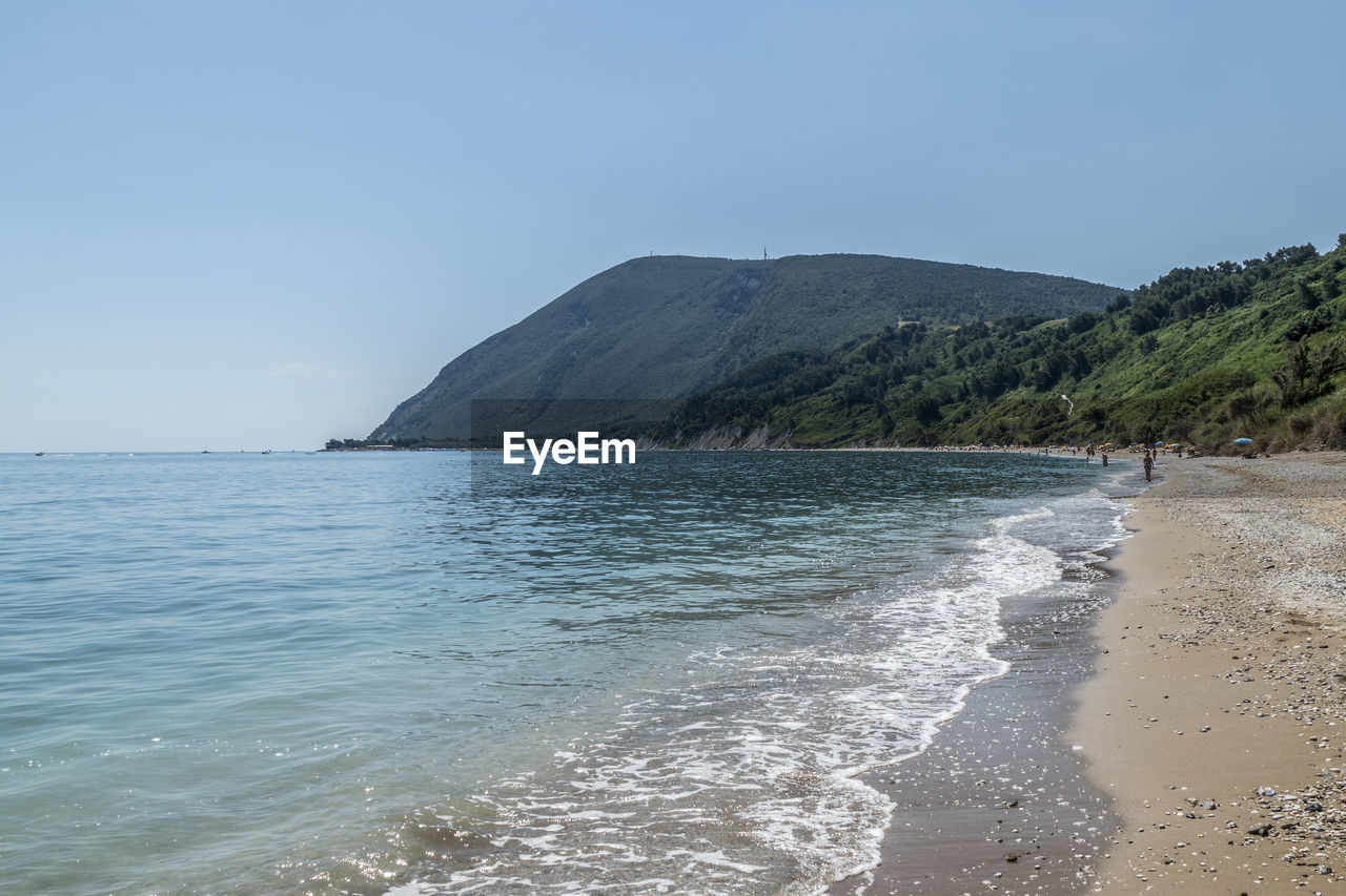 Scenic view of sea against clear sky