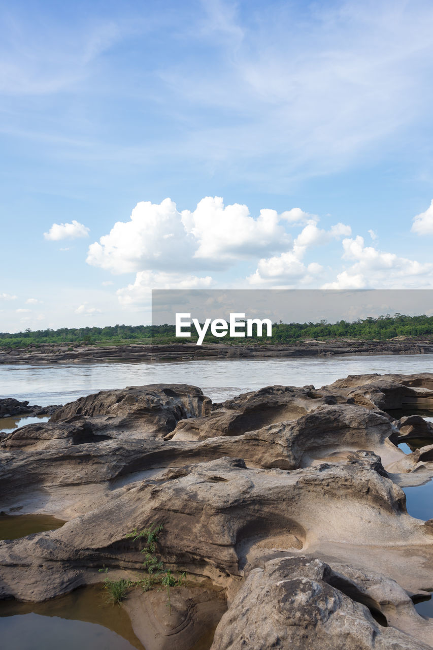 SCENIC VIEW OF SEA SHORE AGAINST SKY