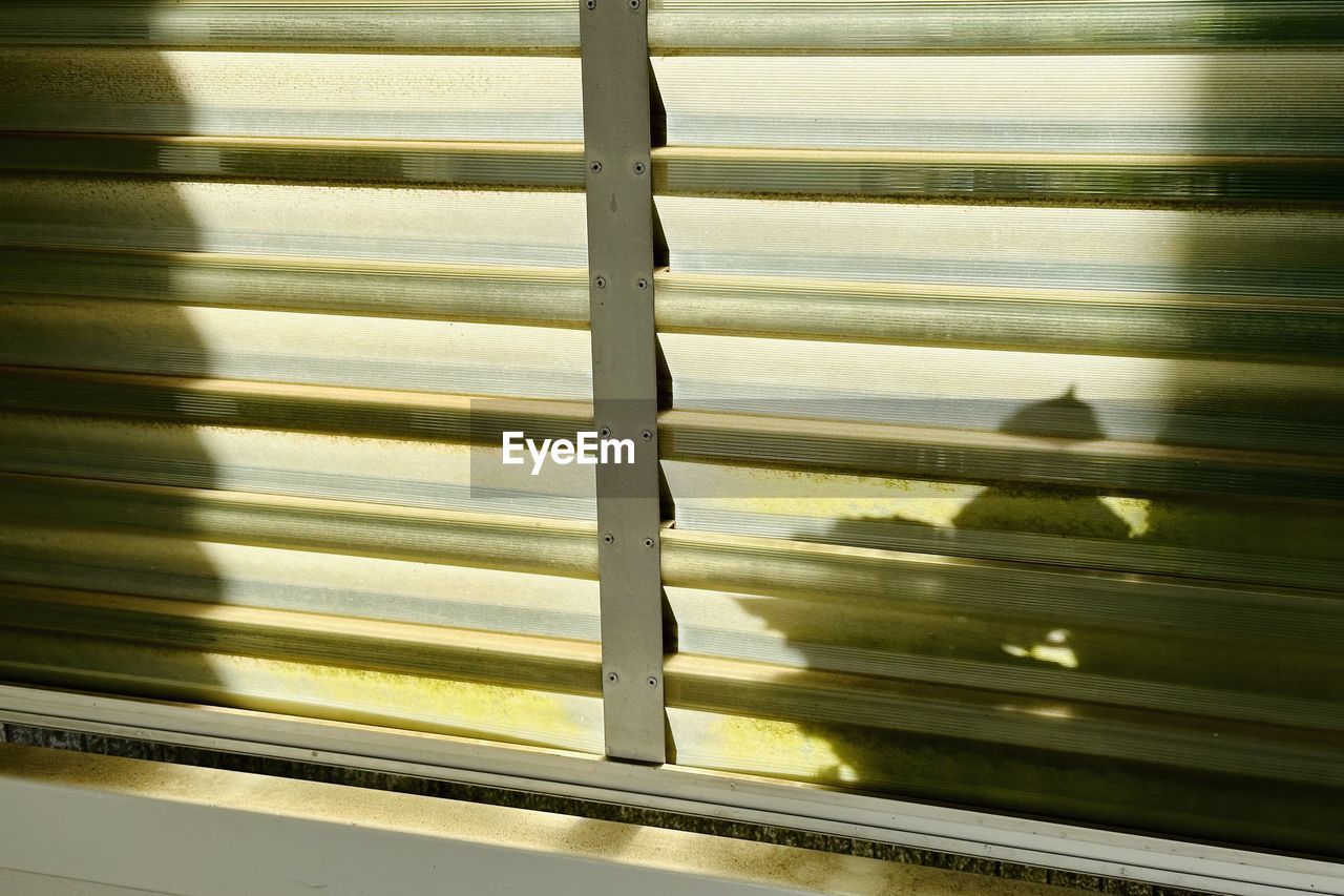 window covering, window blind, interior design, wood, window treatment, blinds, light, wall, no people, indoors, yellow, line, lighting, pattern, shutter, full frame, architecture, ceiling, daylighting, close-up, metal, window, backgrounds, sunlight, nature, day