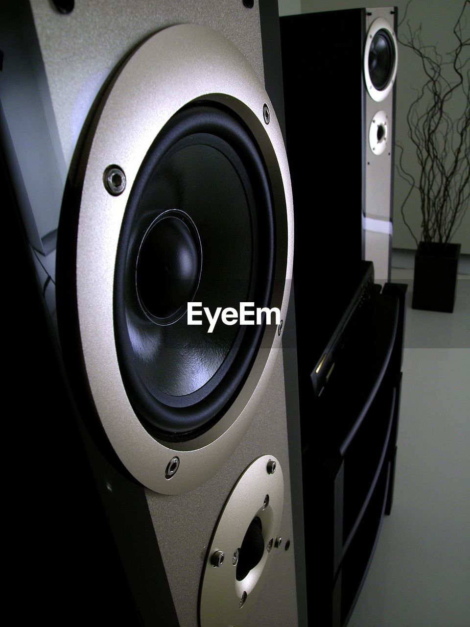 Close-up of speakers at home