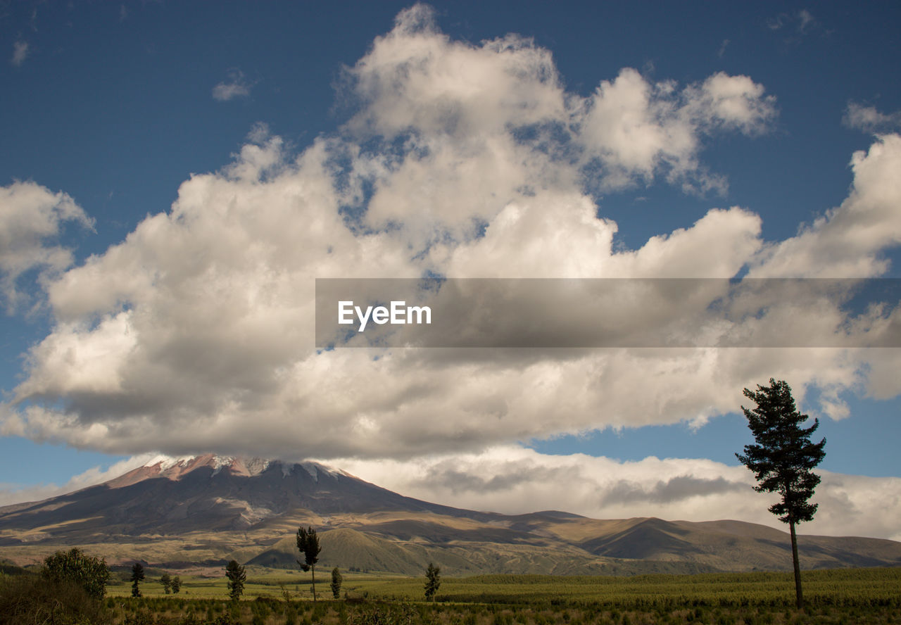 View of the cotopaxi in ecuador with clouds.