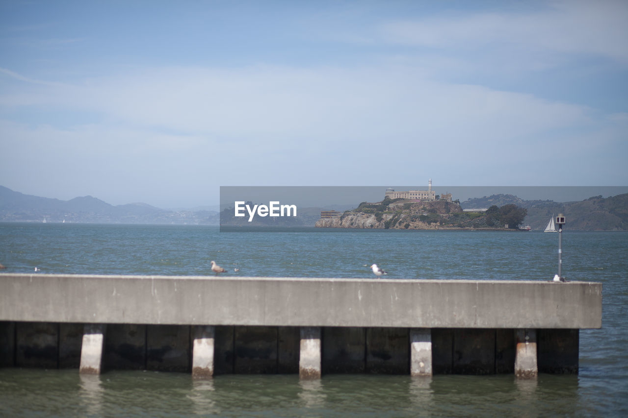 View of alcatraz island in bay
